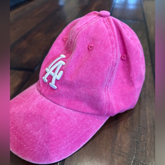 LA Embroidered Baseball Hat-Pink - Picture 2 of 5